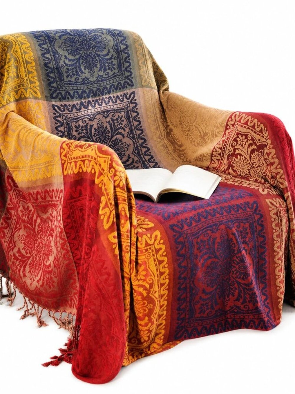 Boho Sofa Cover, Throw Blankets for Couch (L,86 * 102inch)